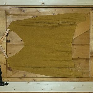 Pink Rose Size Large Mustard Yellow Button Back V Neck Sweater from Francesca's